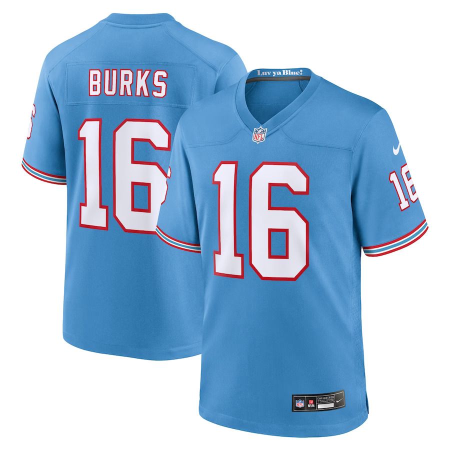 Men Tennessee Titans #16 Treylon Burks Nike Light Blue Oilers Throwback Alternate Game Player NFL Jersey->tennessee titans->NFL Jersey